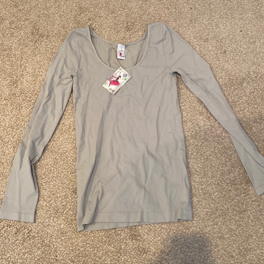Grey nylon long sleeve top